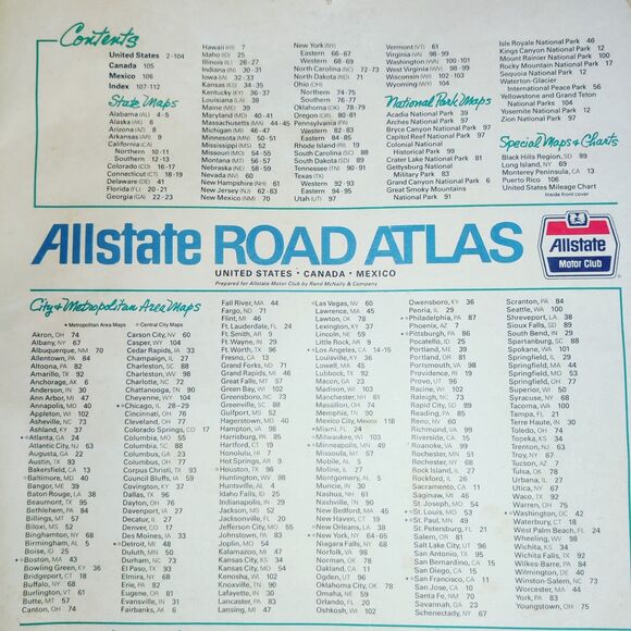 1983 Allstate Road Atlas United States, Canada Mexico Motor Club Pre Owned - Picture 3 of 16